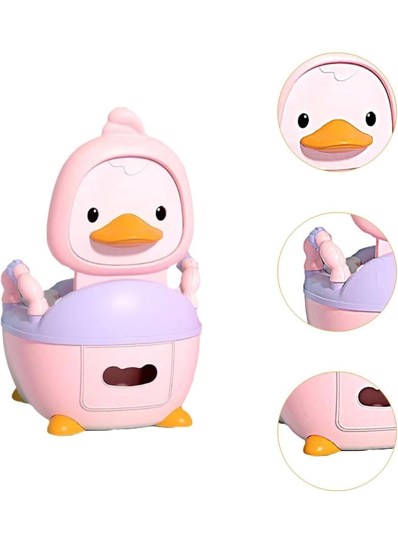 ممز بلانيت بوتي أطفال علي شكل بطة للأطفال المريح واللطيف لتعليم استخدام الحمام بسهولة مع مسند لليدين وقعدة مبطنة ودرج متحرك وفرشة تنظيف آمنة ومتينة لتدريب الأطفال على دخول الحمام - Image 1